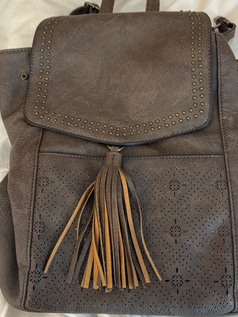 Women's Brown Tassel Backpack - Chic Everyday Bag